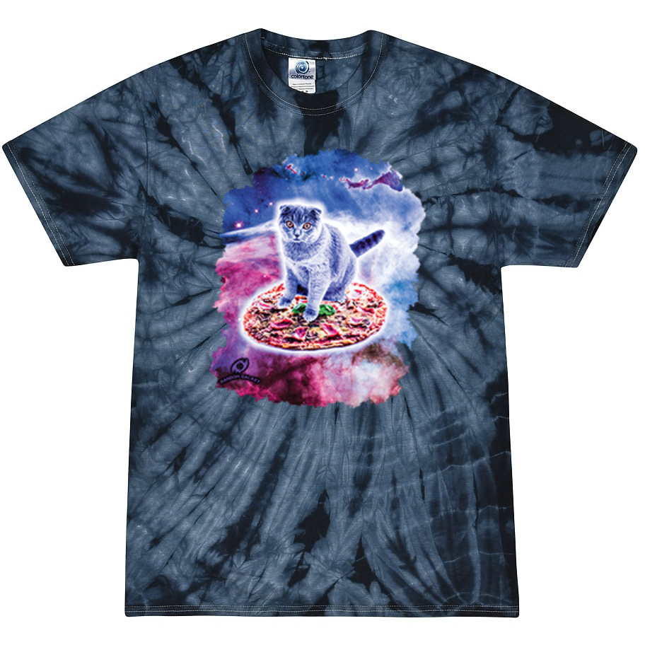 Space Cat Riding Pizza Tie-Dye T-Shirt